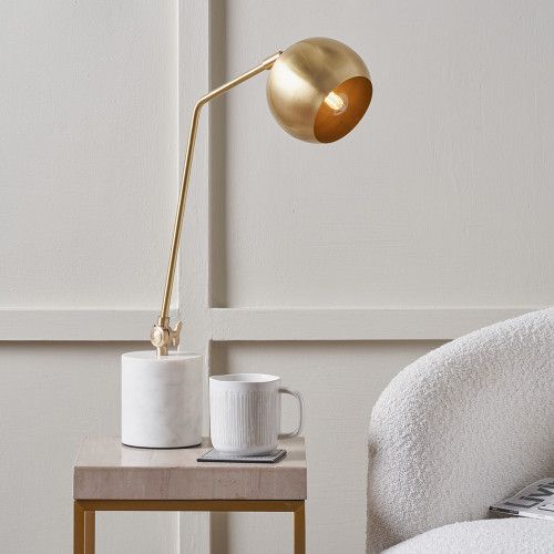 Gold Metal and Marble Table Lamp