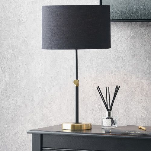 Black and Gold Metal Rise and Fall Table Lamp