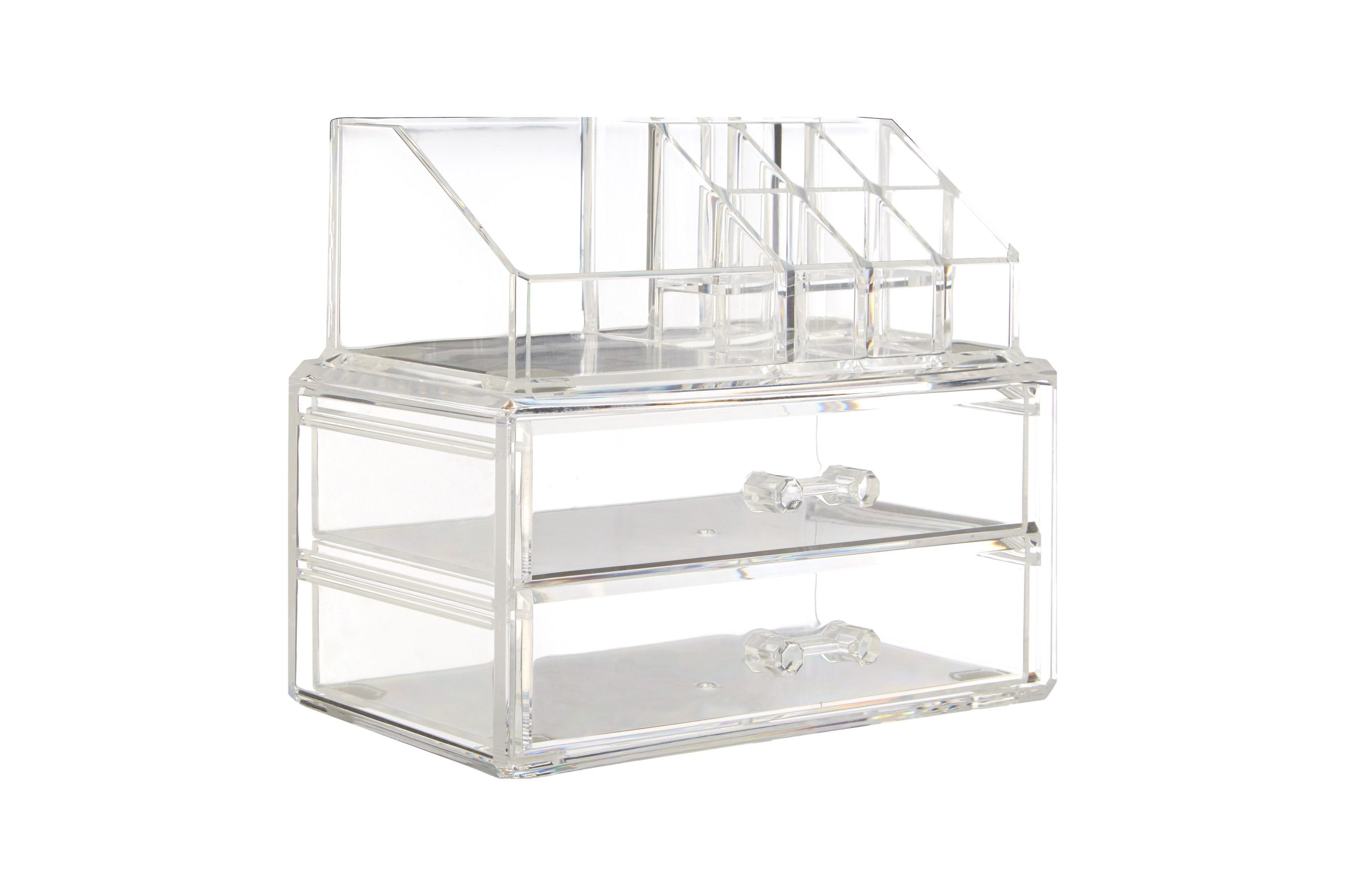 Clear 9 Pc Cosmetics Organiser With 2 Drawers