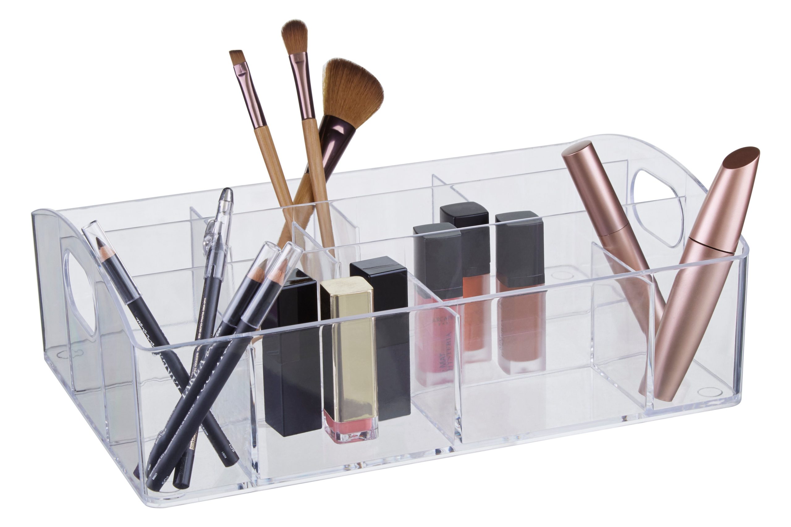 10 Compartments Clear Makeup Organizer, Cosmetic Organizer for Bathroom, Dressing Table, Vanity Organizer