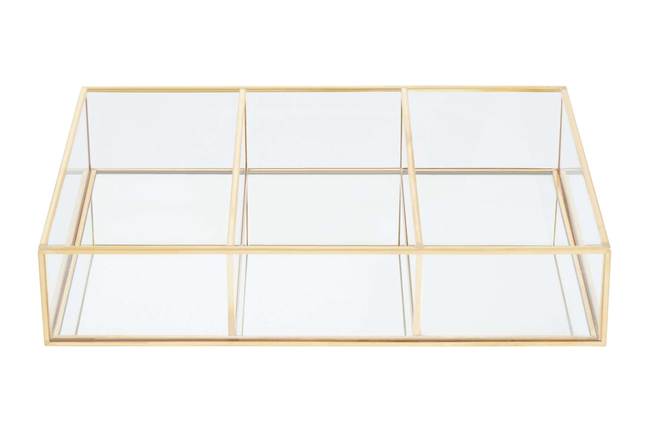 Beauty 3 Compartments Clear Glass Makeup Organiser