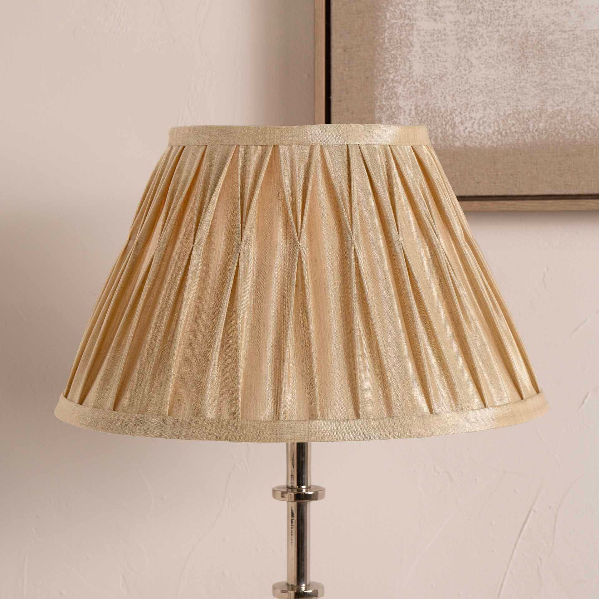 Champagne Poly Silk Pinch Pleat Lampshade For Table Lamps and Floor Lamps