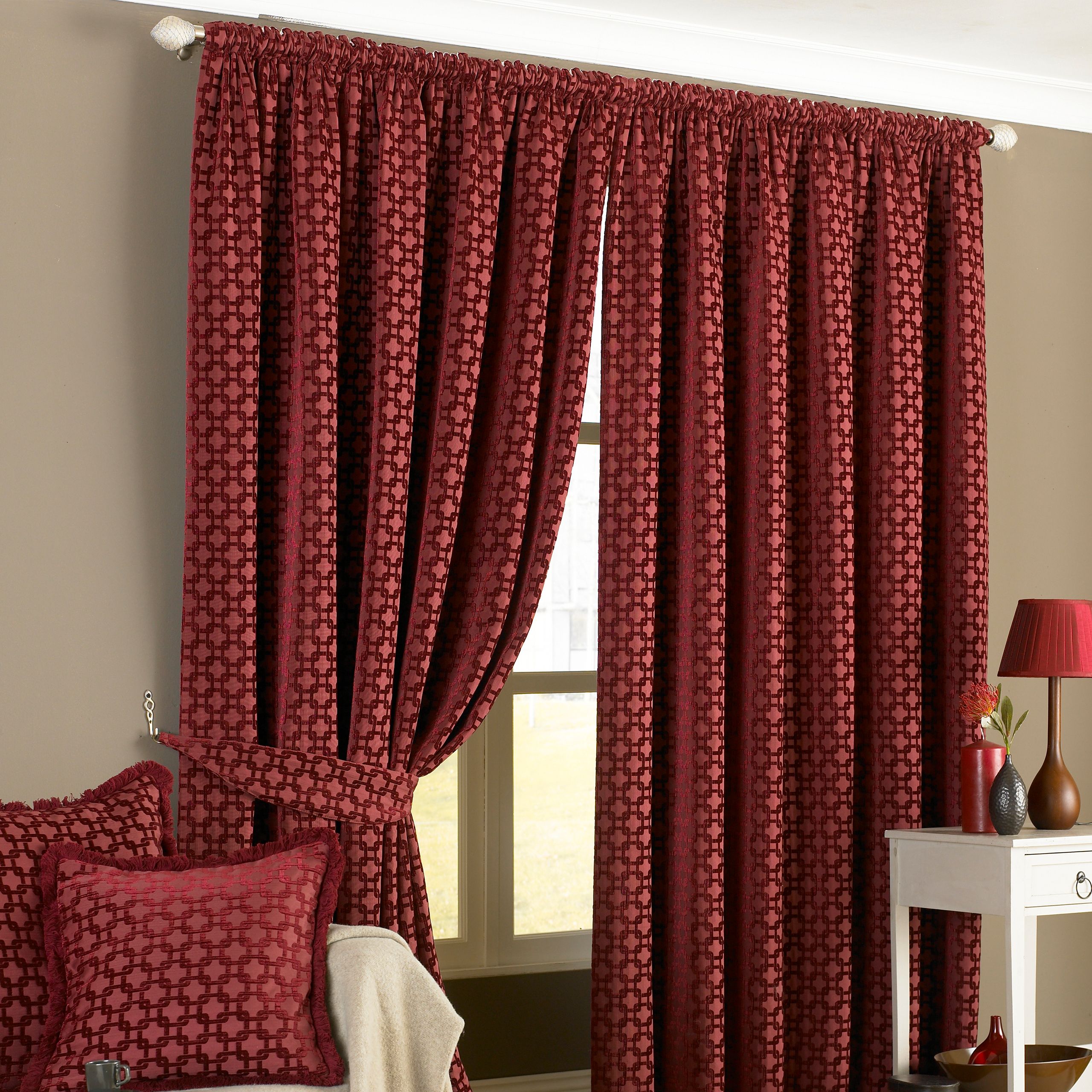 Belmont Geometric Jacquard Pencil Pleat Curtains