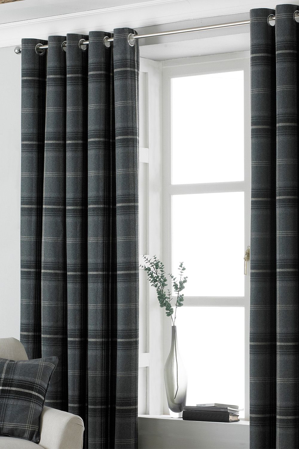 Aviemore Tartan Faux Wool Eyelet Curtains