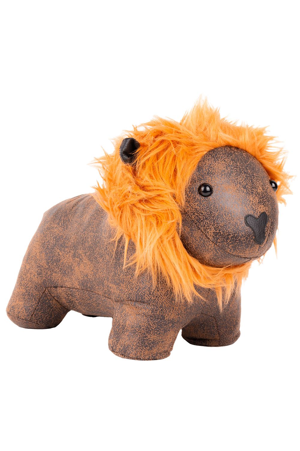 Lion Faux Leather & Fur Novelty Door Stop