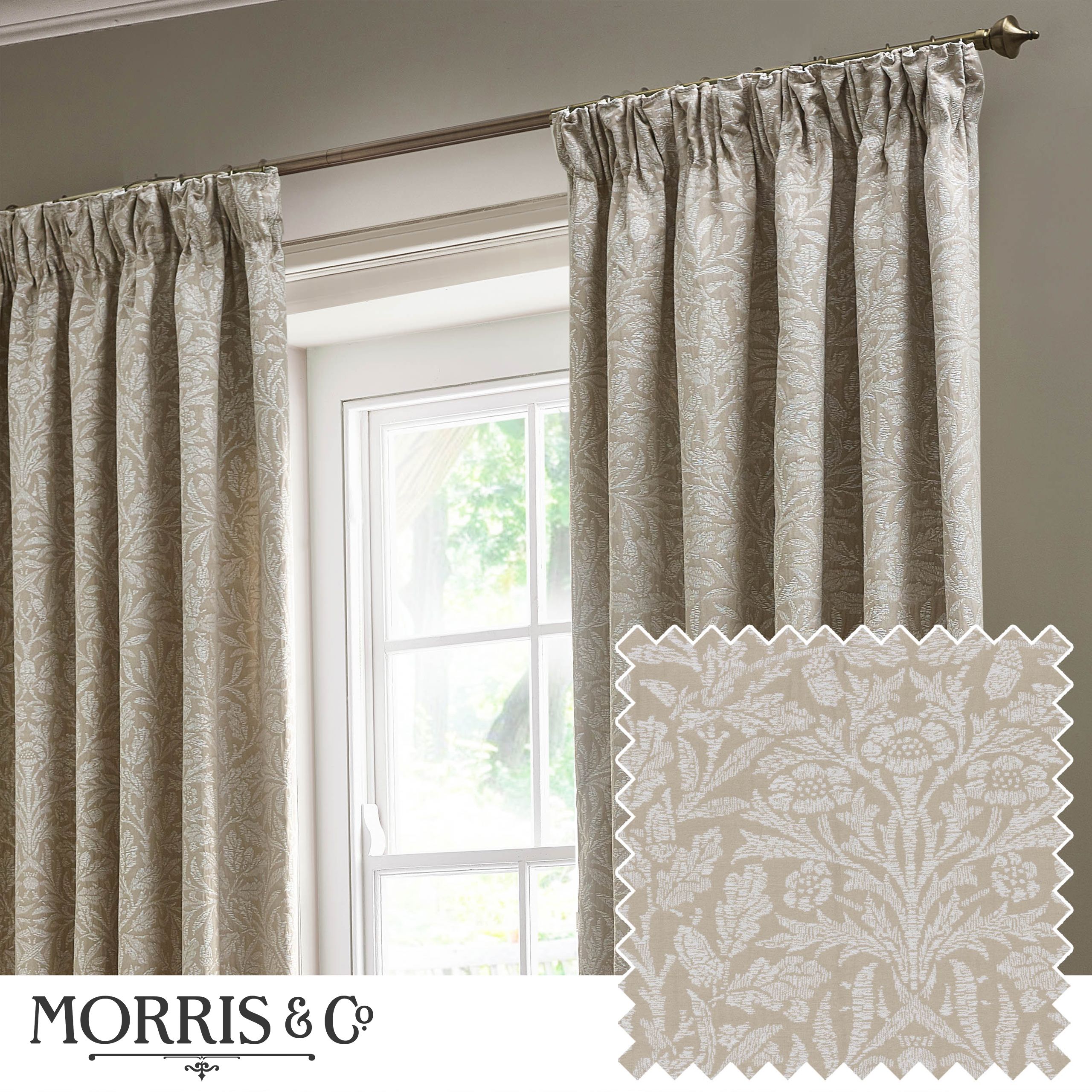 Acorn Tonal Matt Jacquard Room Darkening Pencil Pleat Curtains