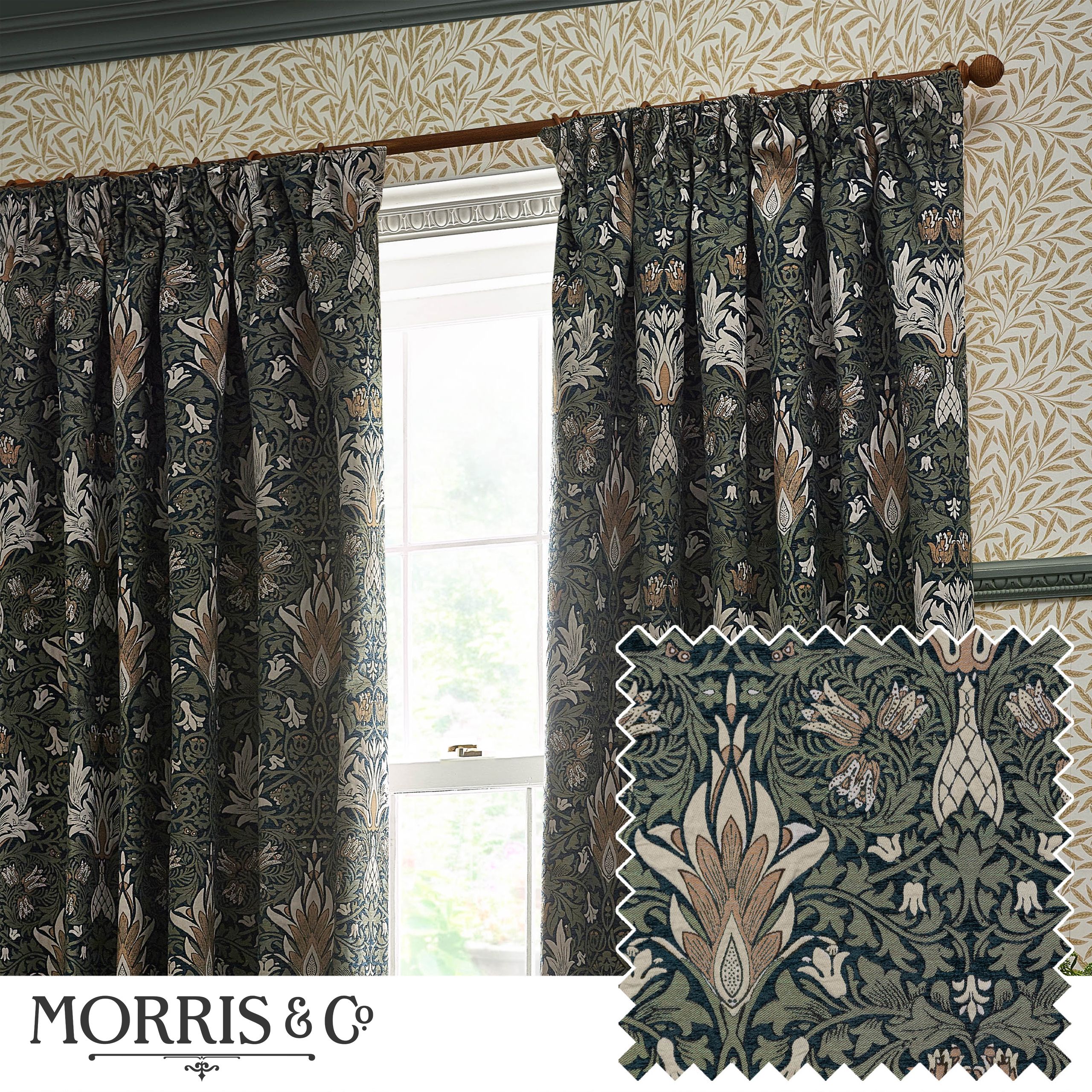 Snakeshead Jacquard Chenille Room Darkening Pencil Pleat Curtains