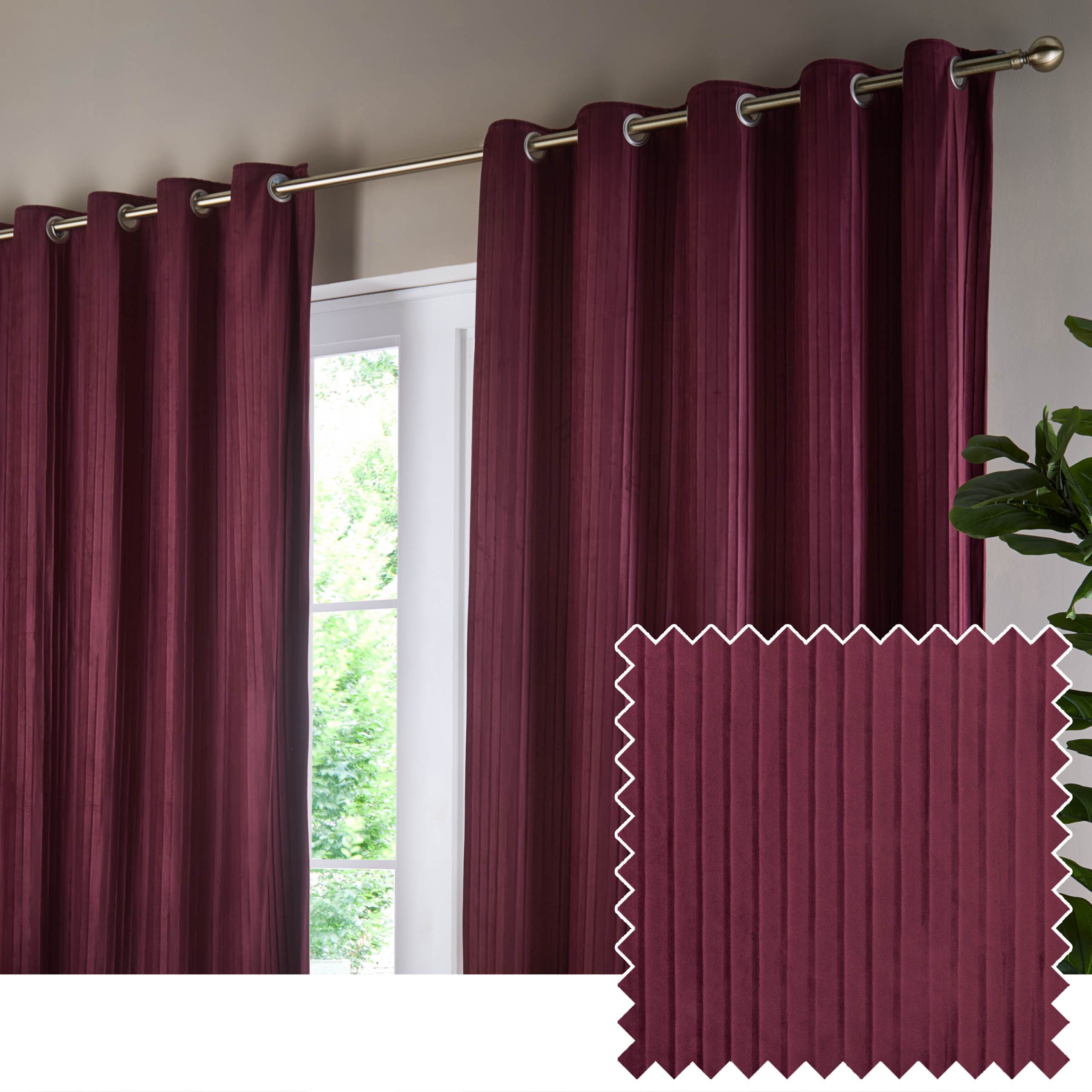 Corinthian Velvet Room Darkening Eyelet Curtains