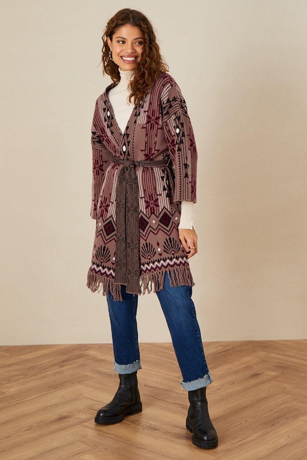 'Agata' Aztec Belted Cardigan