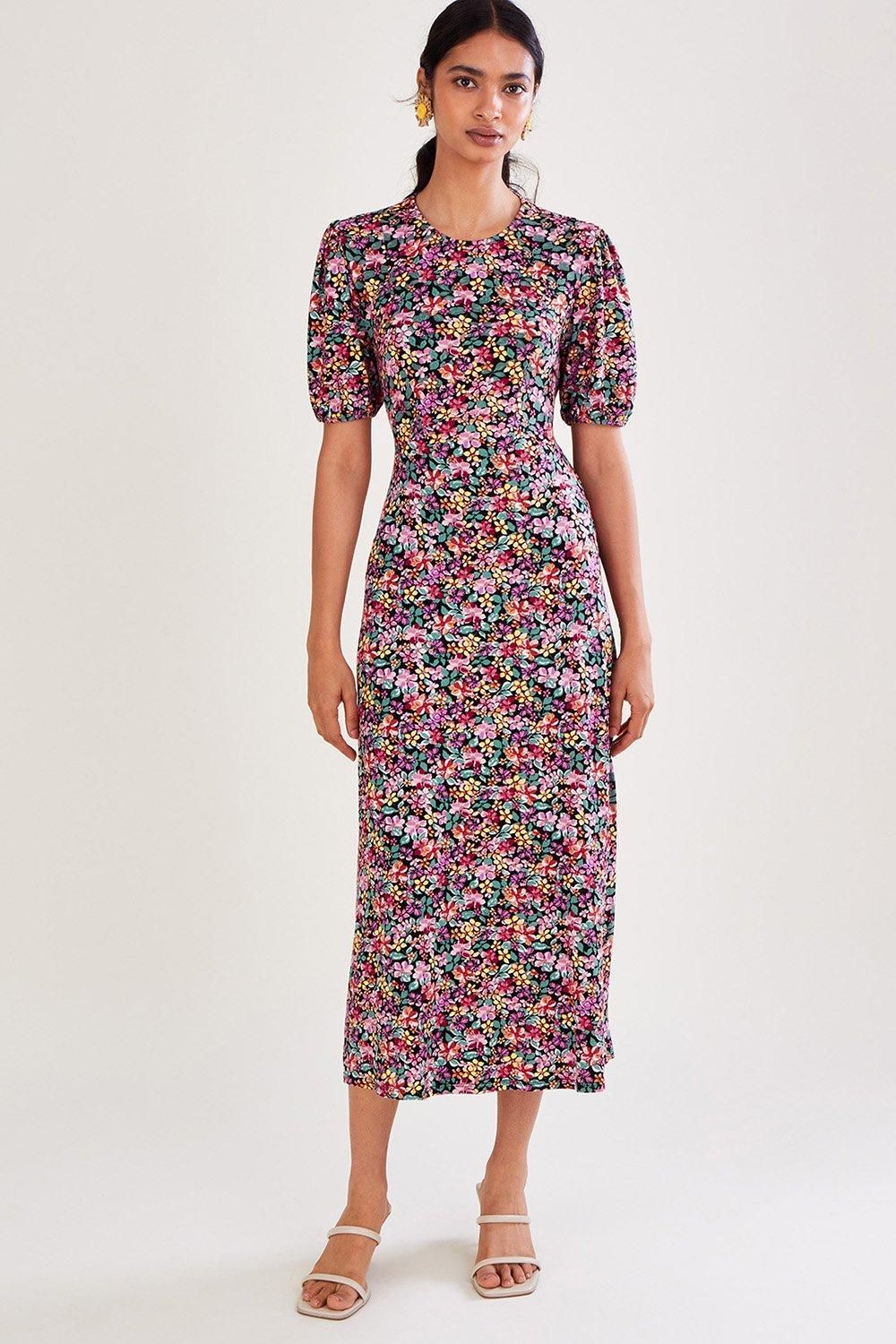 Vintage Floral Jersey Dress