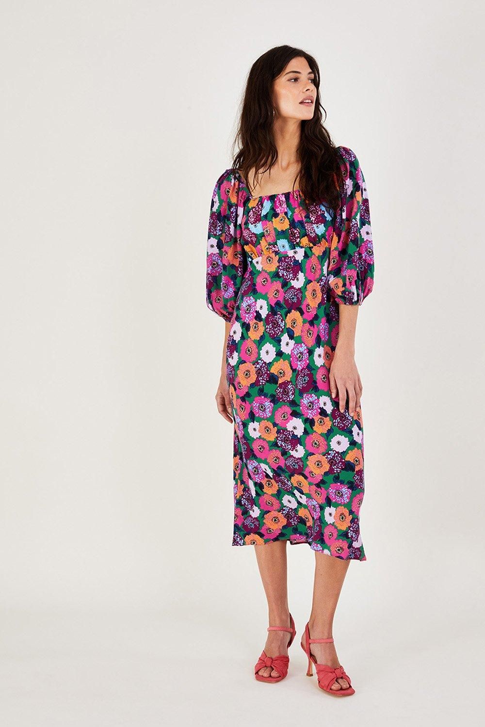 'Bonnie' Floral Short Sleeve Midi Dress