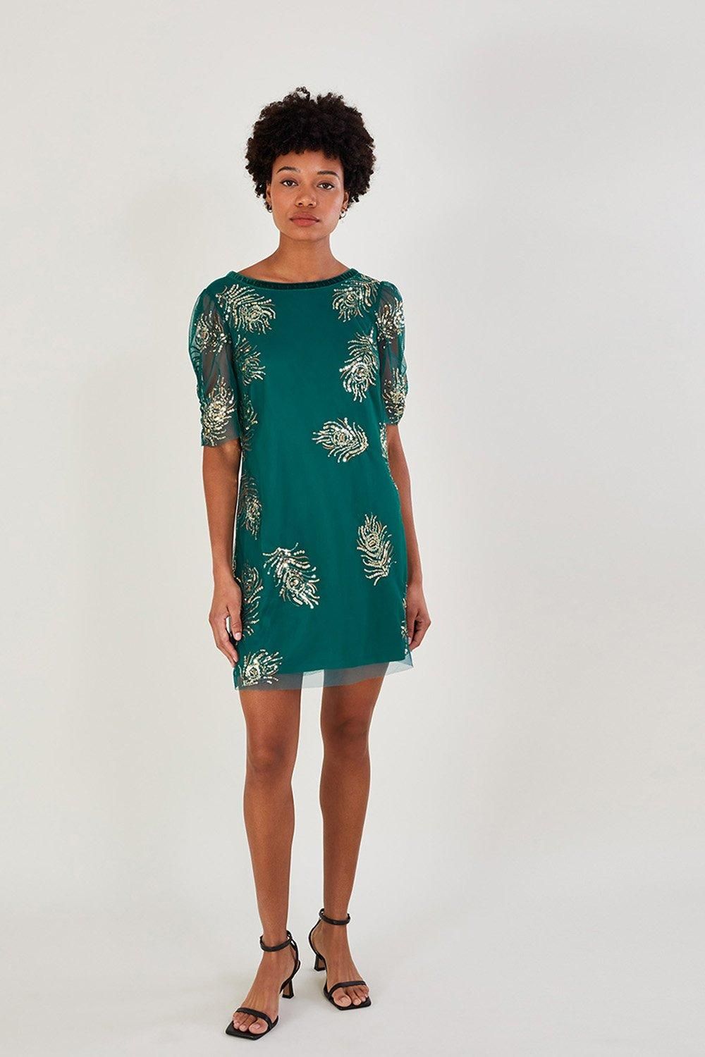 'Alyson' Embellished Feather Dress