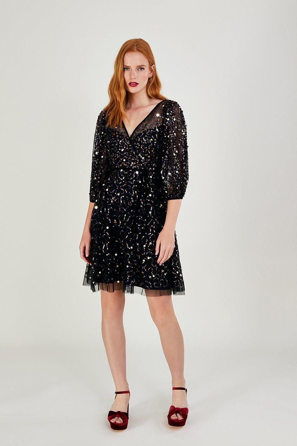 'Addy' Sequin Wrap Dress