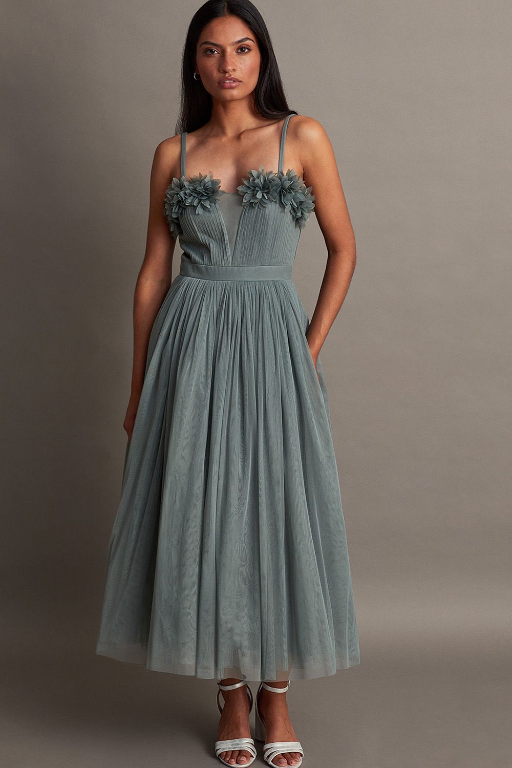 Amber Corsage Midi Dress Green