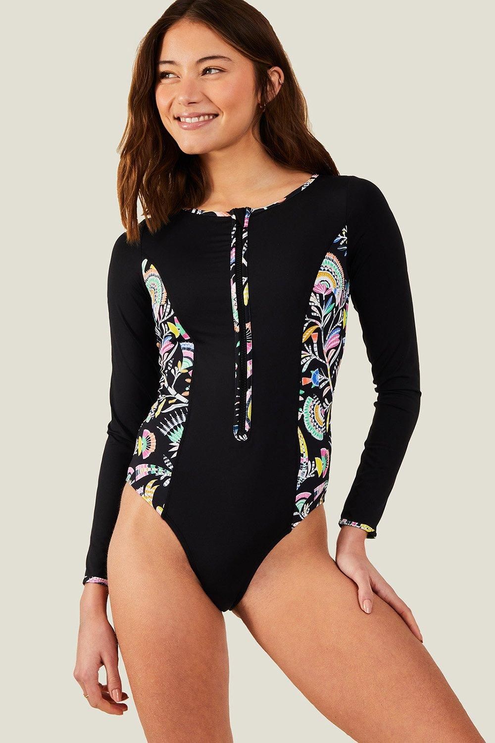 Long Sleeve Panel Swimsuit