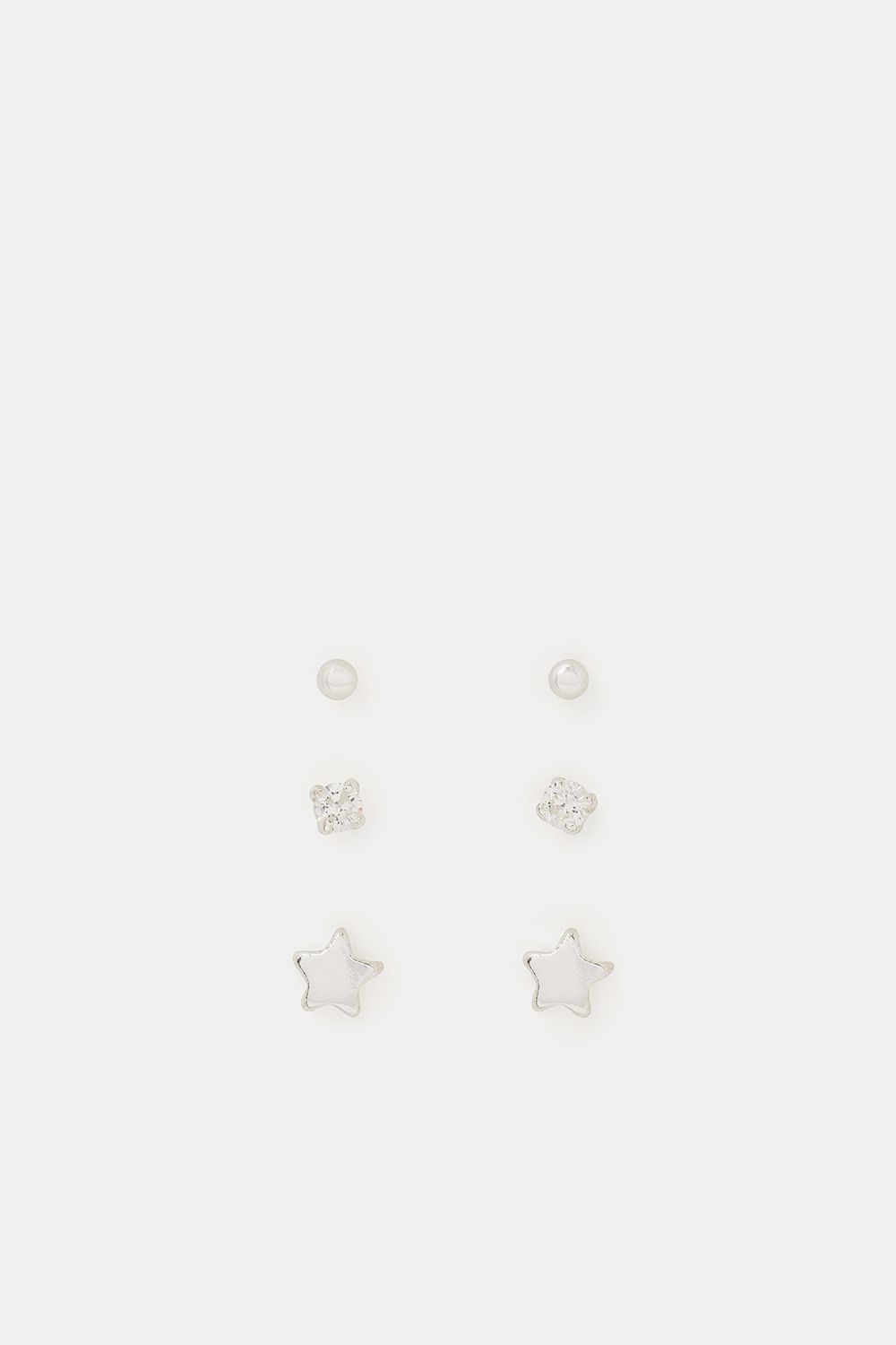 3-Pack Sterling Silver Star Stud Earrings