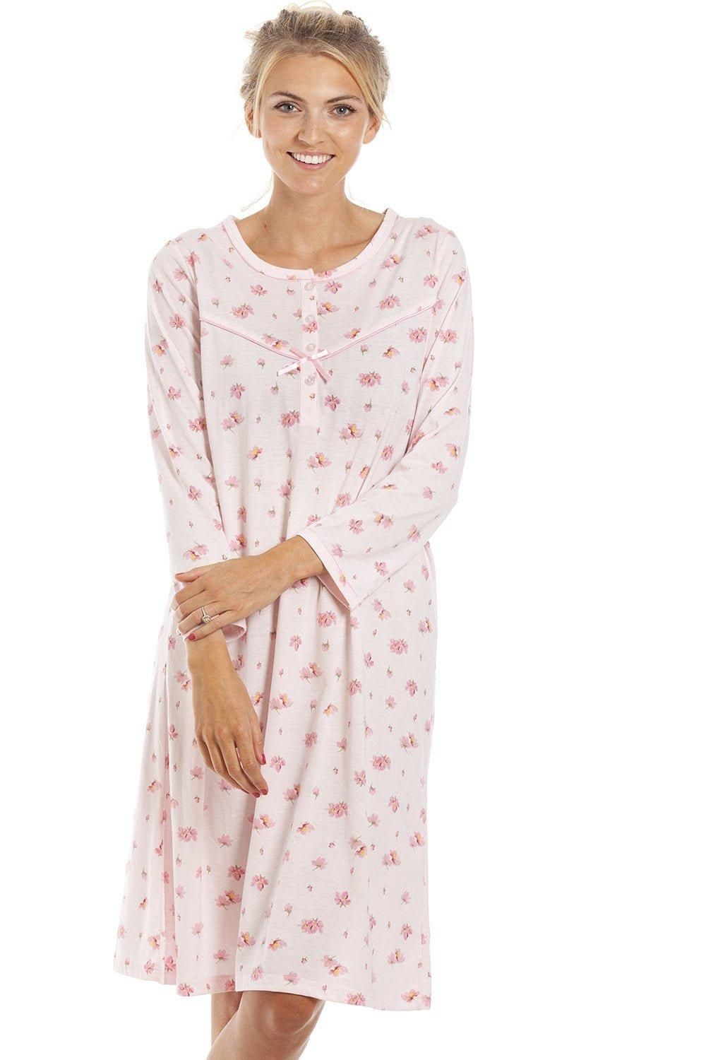Button Up Long Sleeve Floral Nightdress
