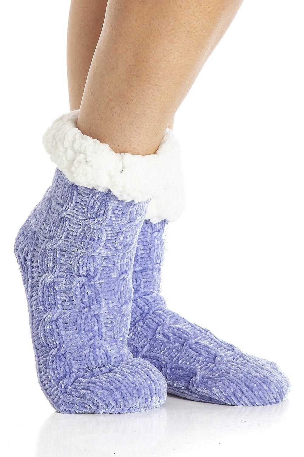 Chenille Cable Plain Slipper Sock