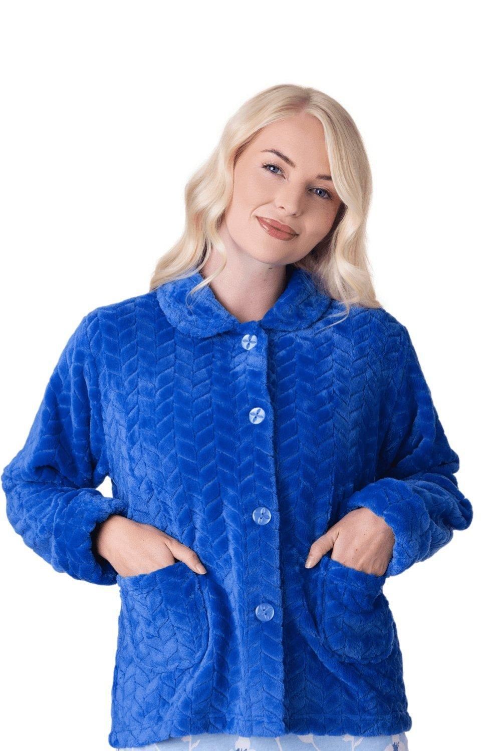 Supersoft Button Front Embossed Bed Jacket