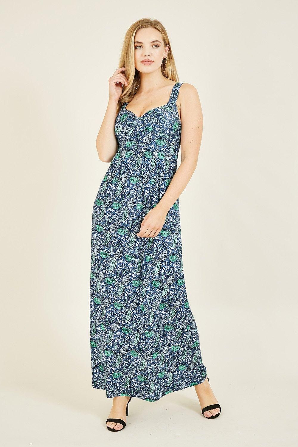 Navy Paisley Jersey Maxi Dress