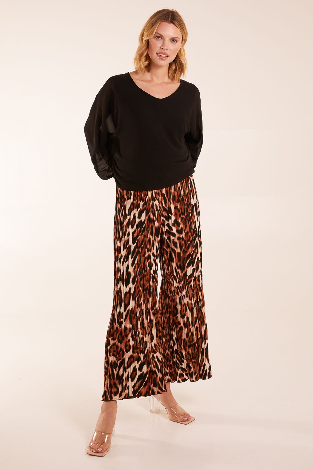 Abstract Cheetah Pleated Trousers