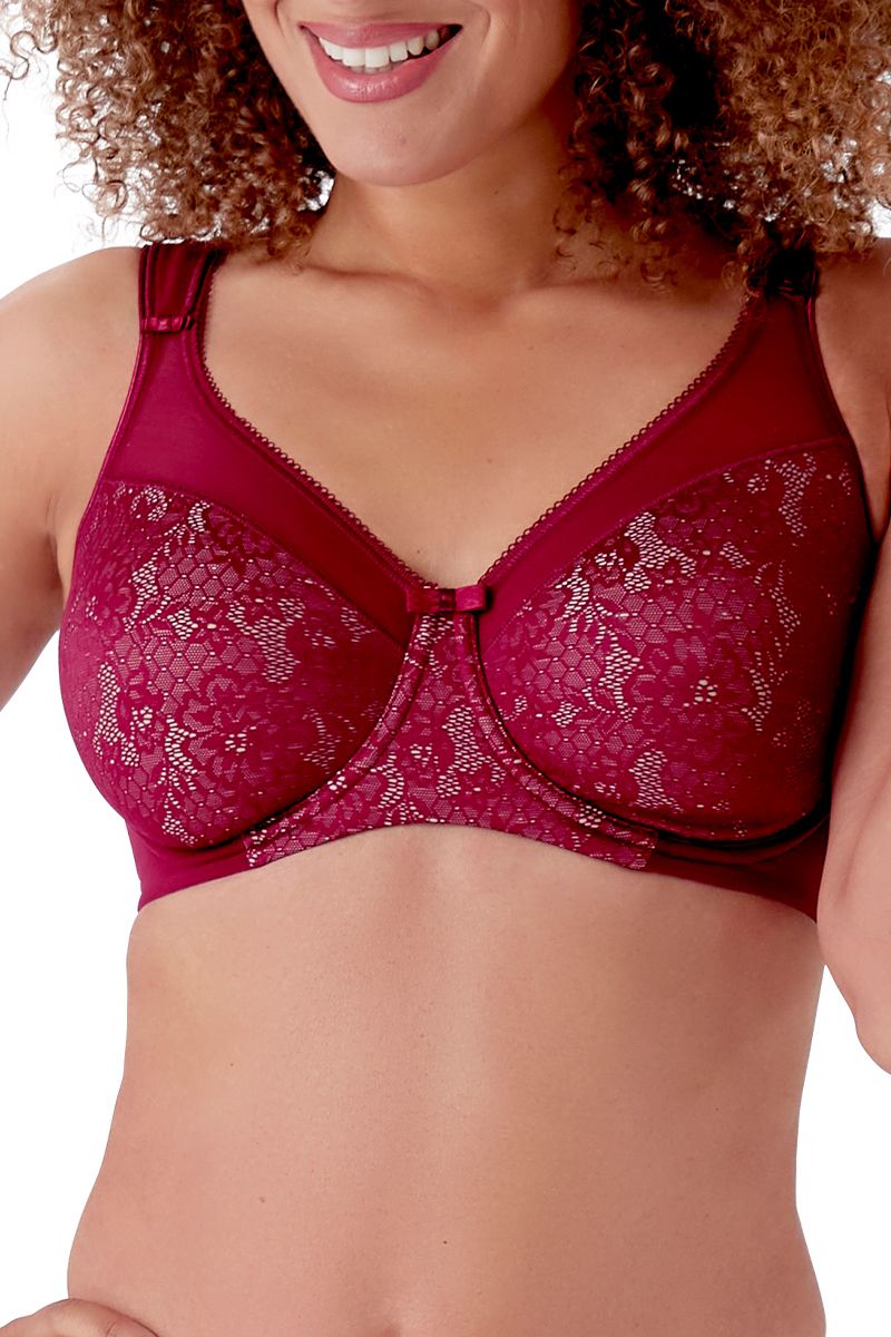 Beauty Lace Underwired Smoothing Bra - Burgundy