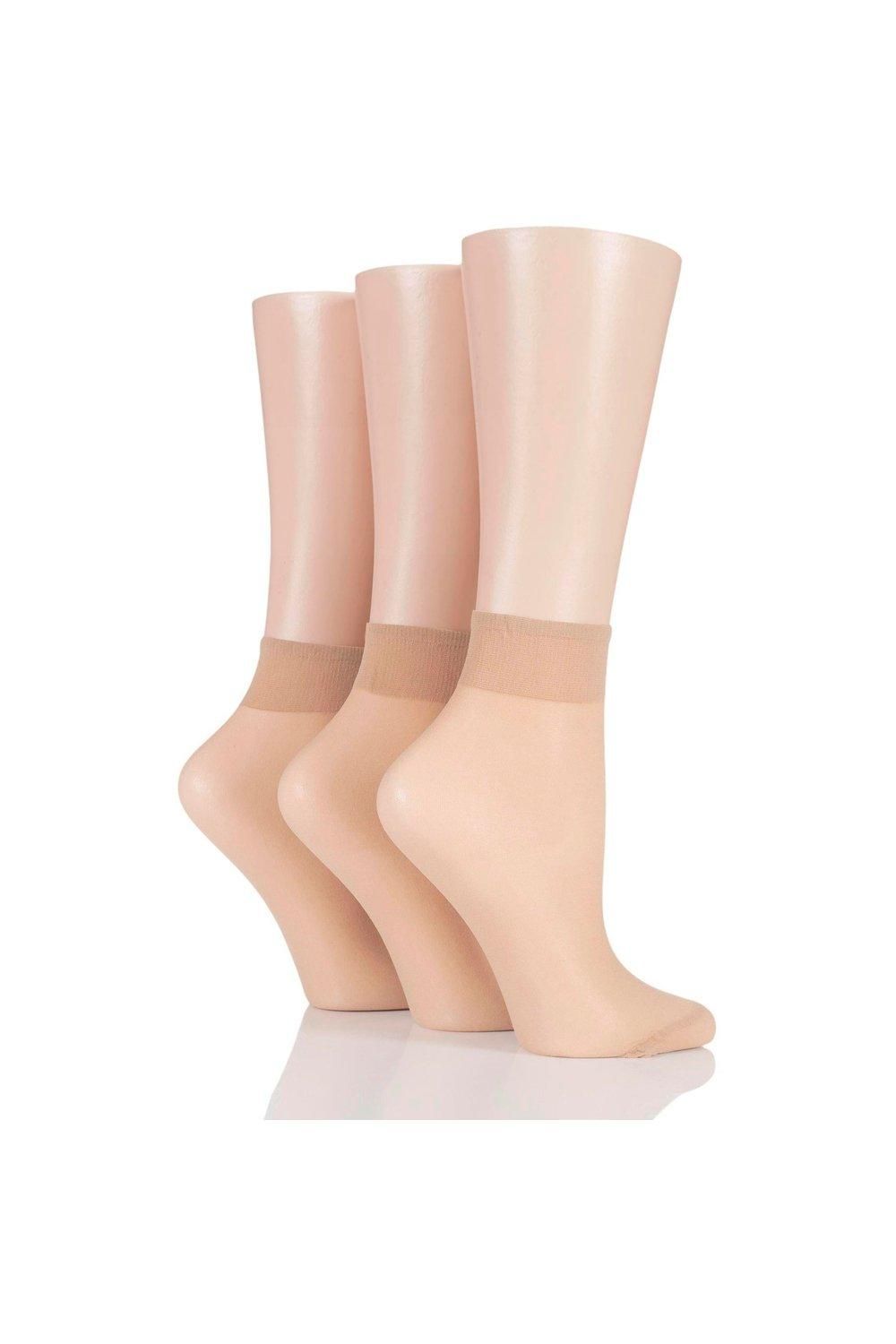 3 Pair 15 Denier 100% Nylon Ankle Highs