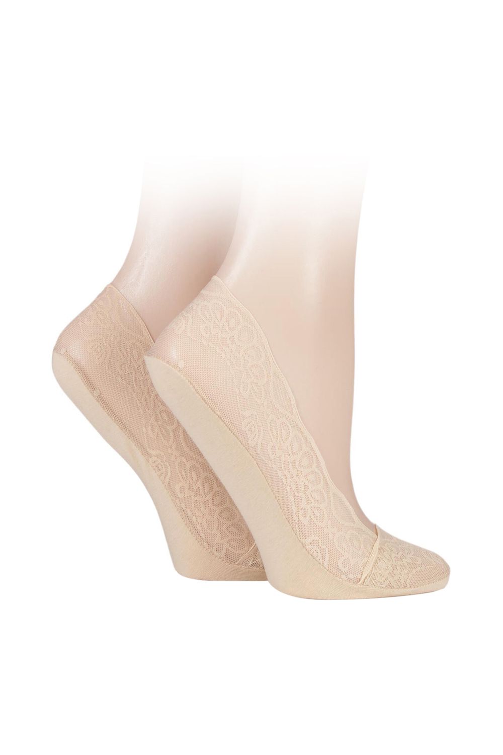 2 Pair Lace Shoe Liner Socks with Grip