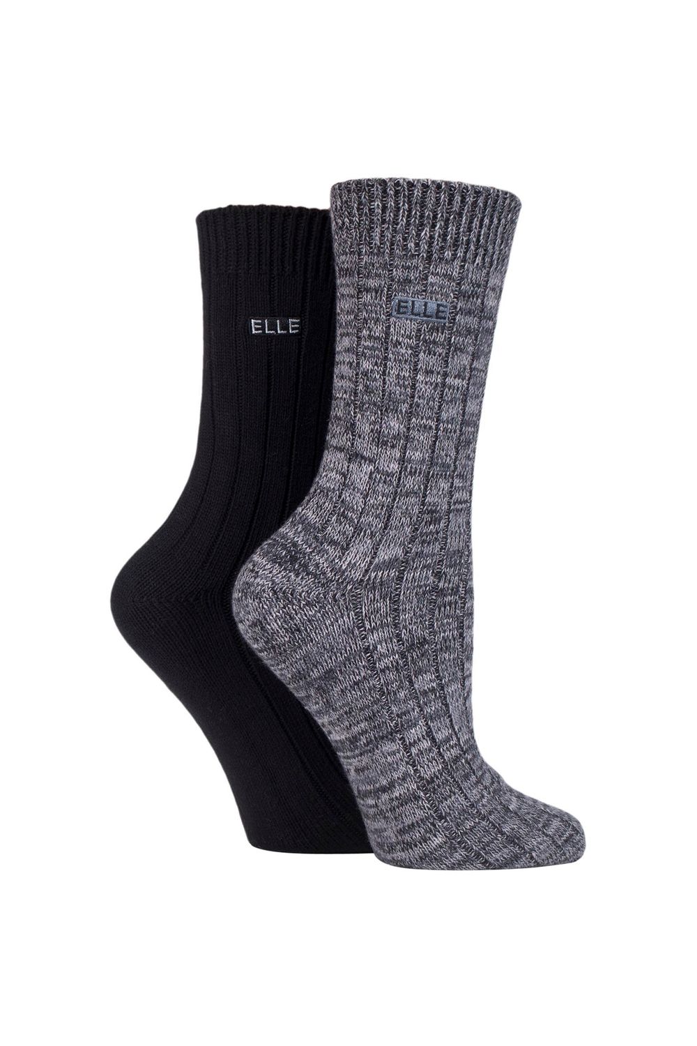 2 Pair Chunky Cotton Ribbed Boot Socks