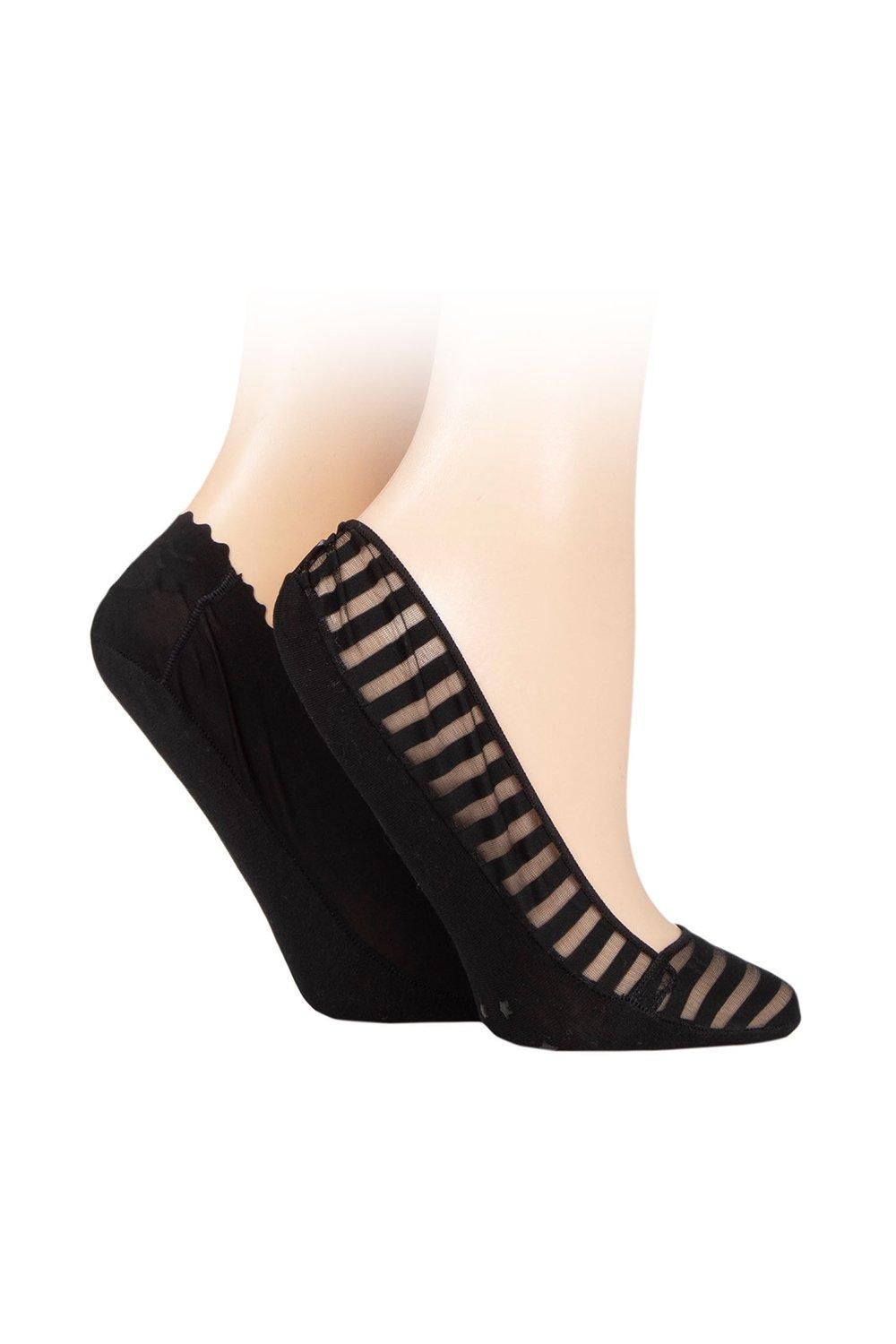 2 Pair Sheer Stripe and Scallop Edge Shoe Liners