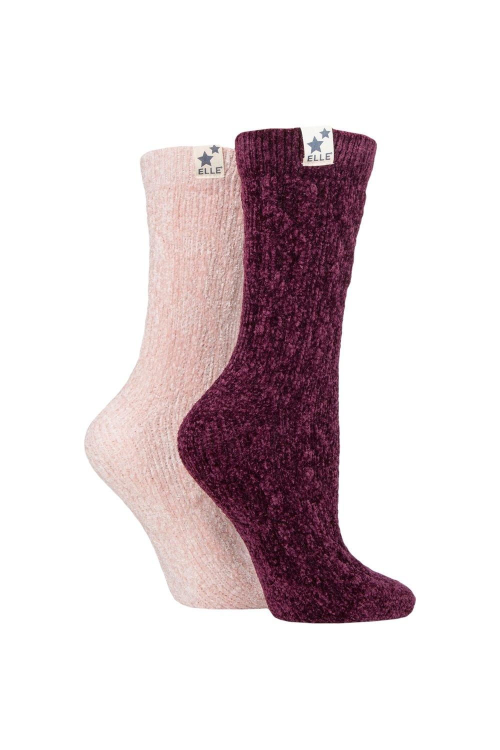 2 Pair Cable Knit Chenille Boot Socks
