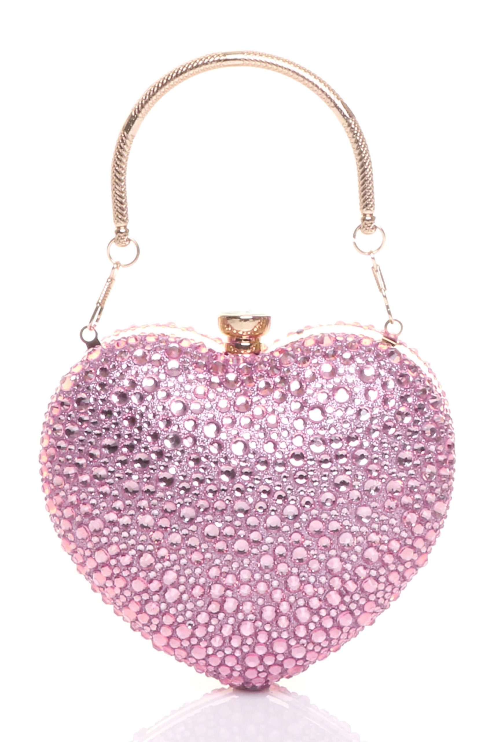 Evening Diamante Heart Shape Prom Party Clutch Bag