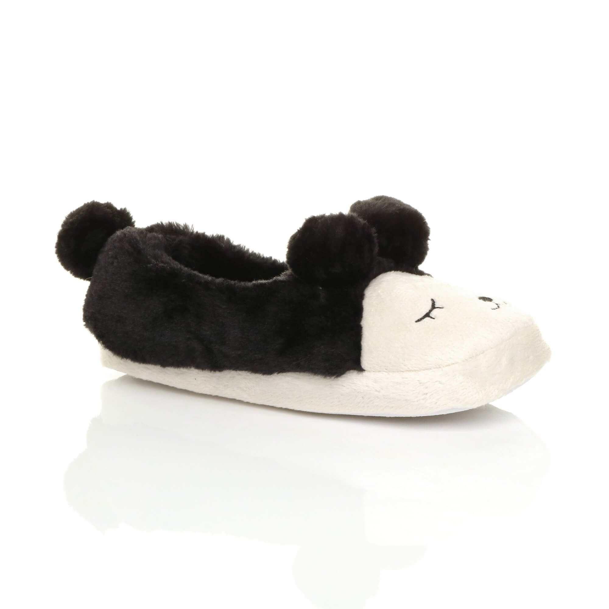 Flat Heel Cute Bear Ears Pom Pom Cosy Slippers