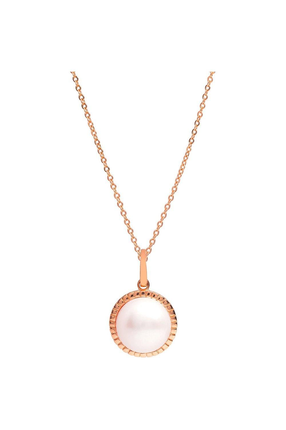 Gift Packaged 'Cosmos' 18ct Rose Gold Plated 925 Silver Pearl Necklace