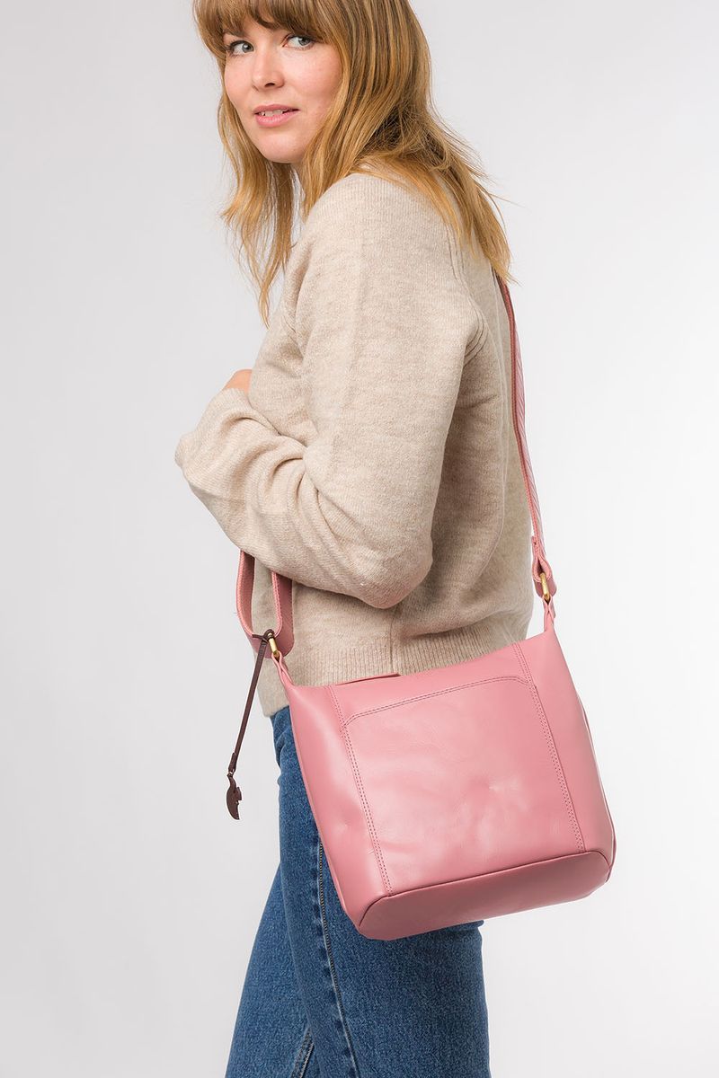 'Yasmin' Blush Leather Cross Body Bag