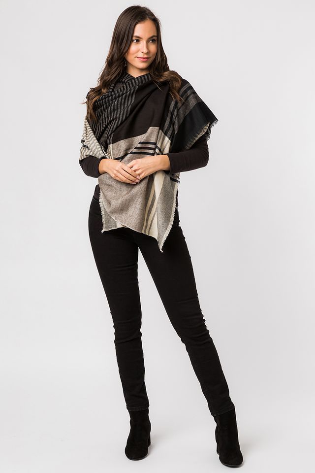 'Mono' Cashmere & Merino Wool Throw