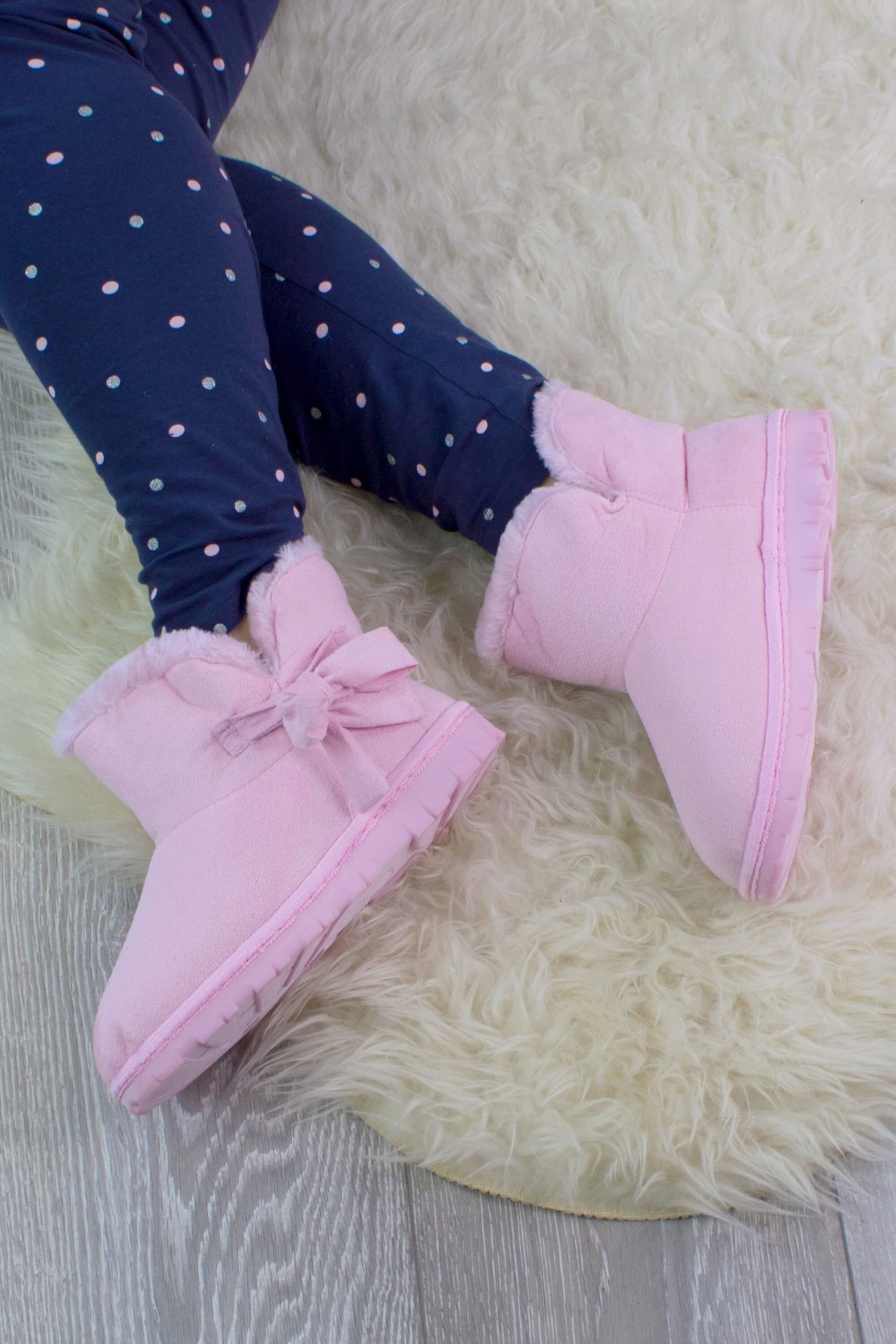 Heel Faux Fur Lined Grip Sole Ankle Boots Slippers