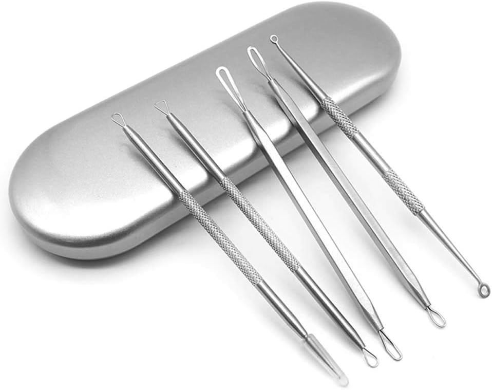 Comedone Extractor Kit 5-Piece Blackhead Remover Tool Set with Storage Case