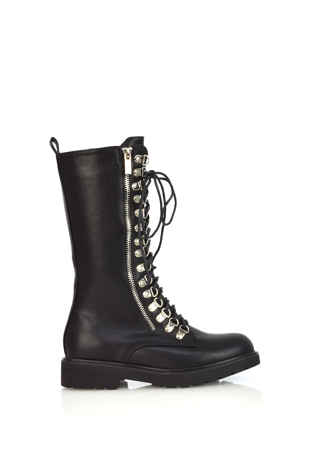 'Adriana' Lace up Biker Calf Boots