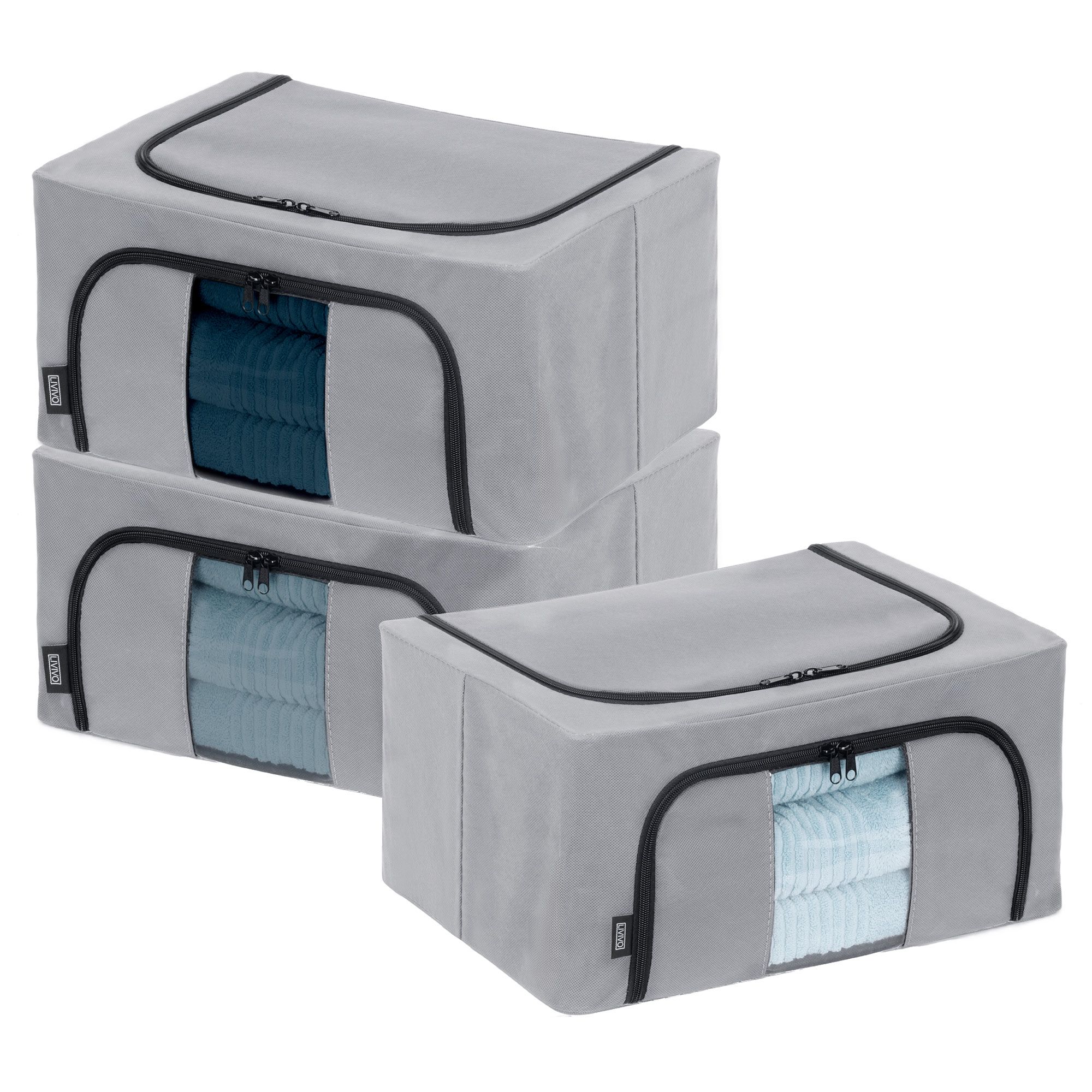 Large Foldable Clothes Storage Boxes - Set of 3