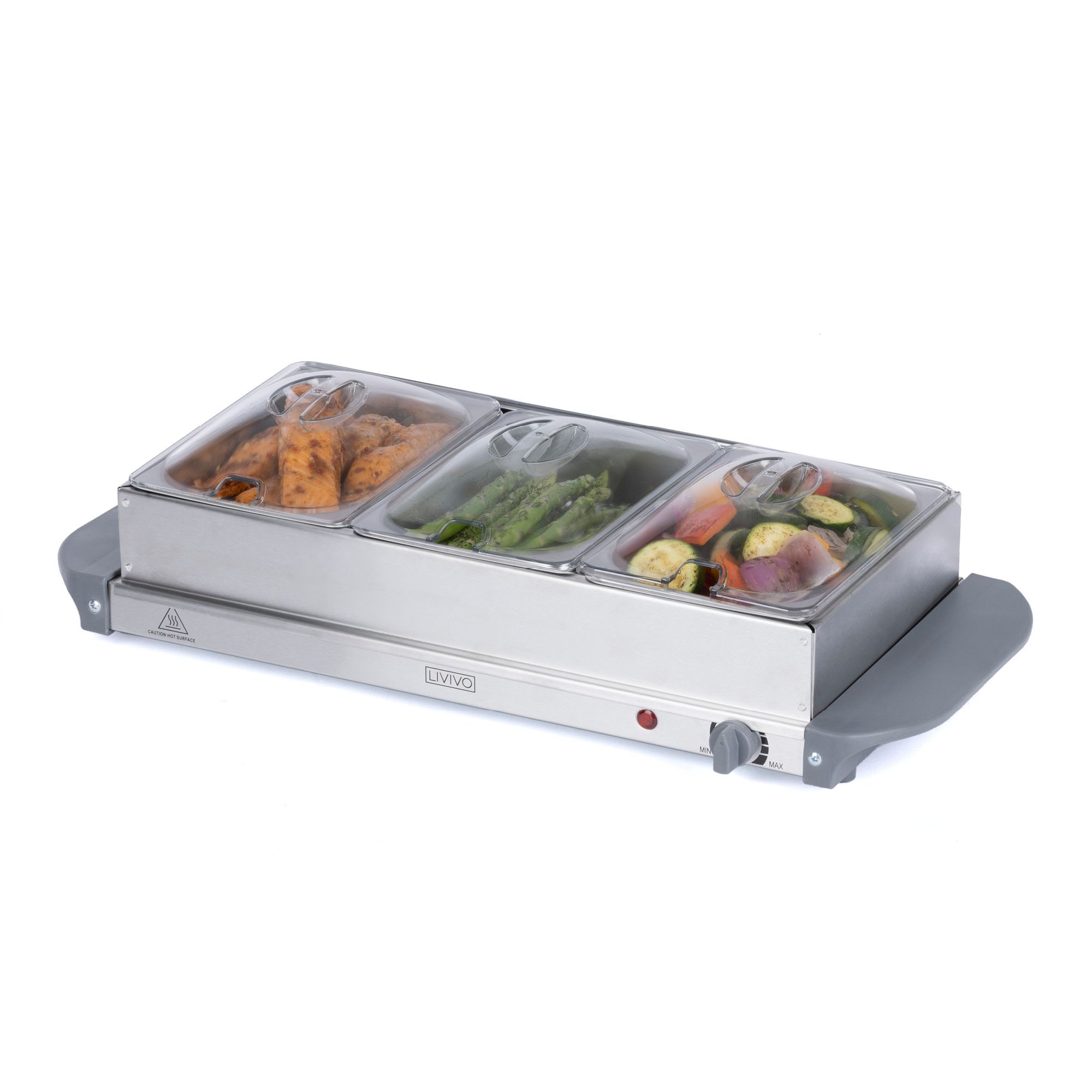 3-Section Buffet Food Server with Warming Tray