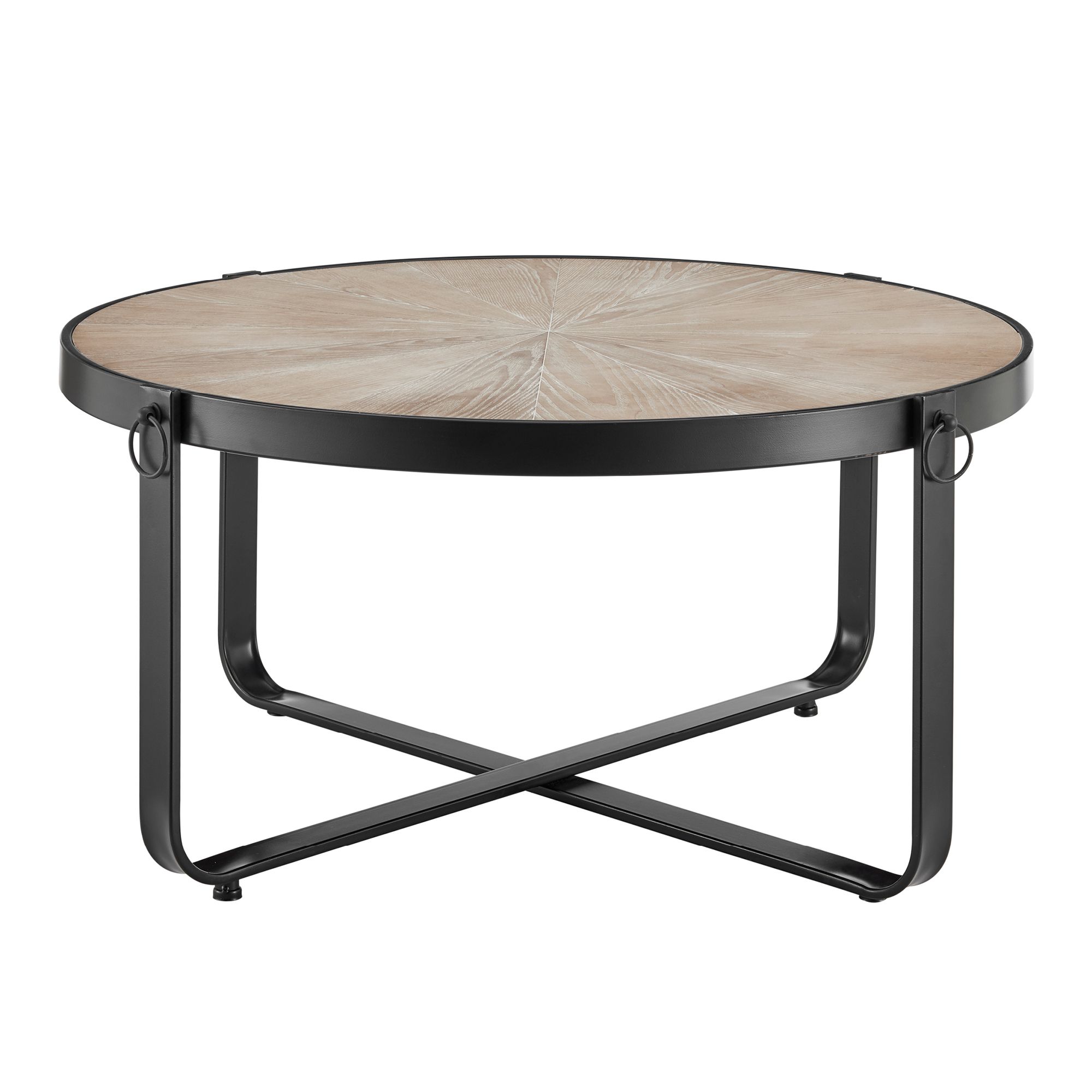 Kori Side & Coffee Scandi Style Rustic Metal Frame Table - Blonde Wood