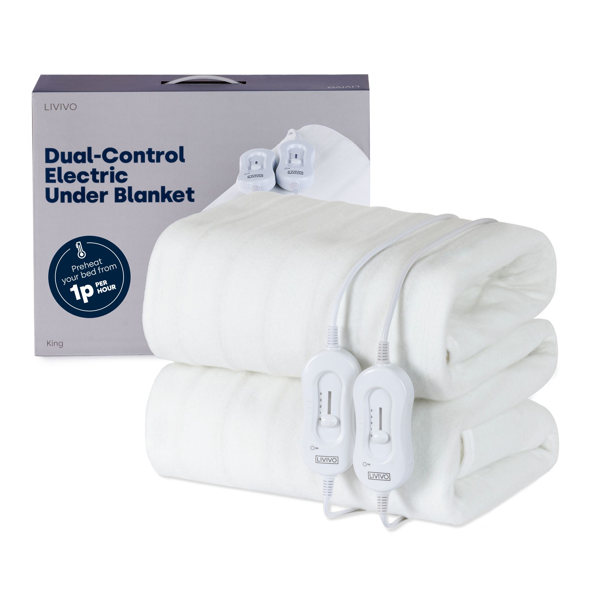 King Size Electric Heated Underblanket with Dual Controls - 165x137CM