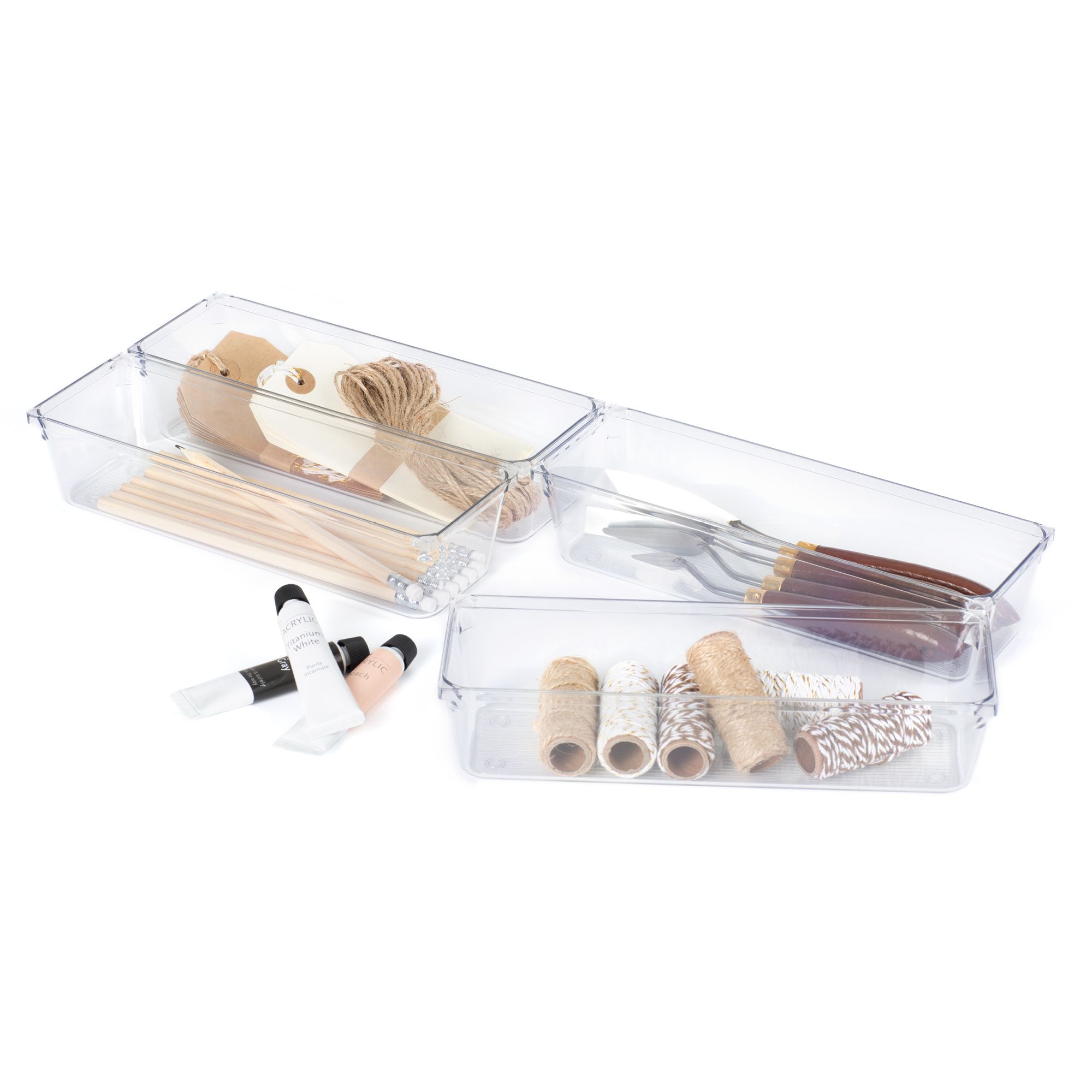 Clear Stackable Storage Organisers - Set of 4