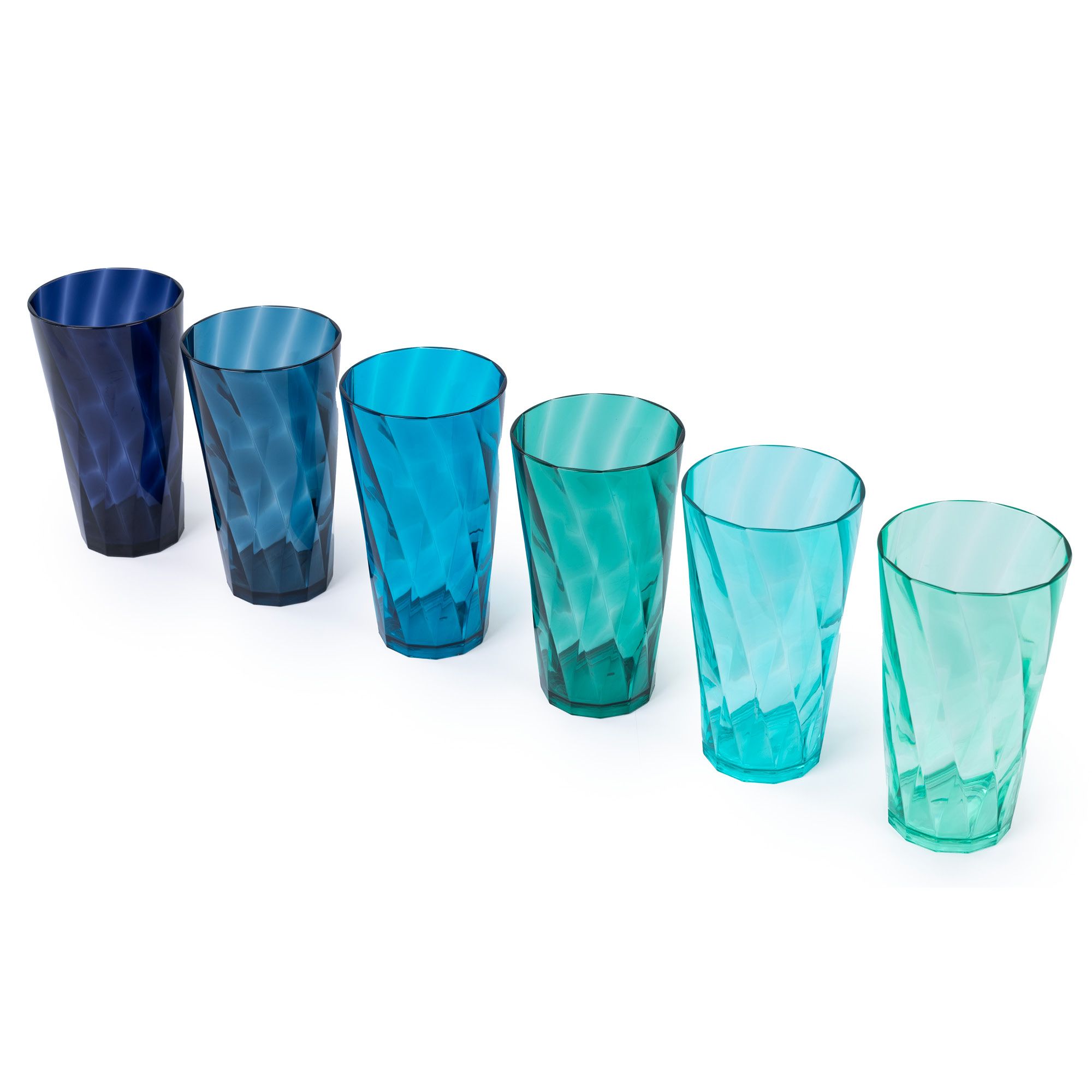 Set of 6 Teal Multicoloured Plastic Tumblers