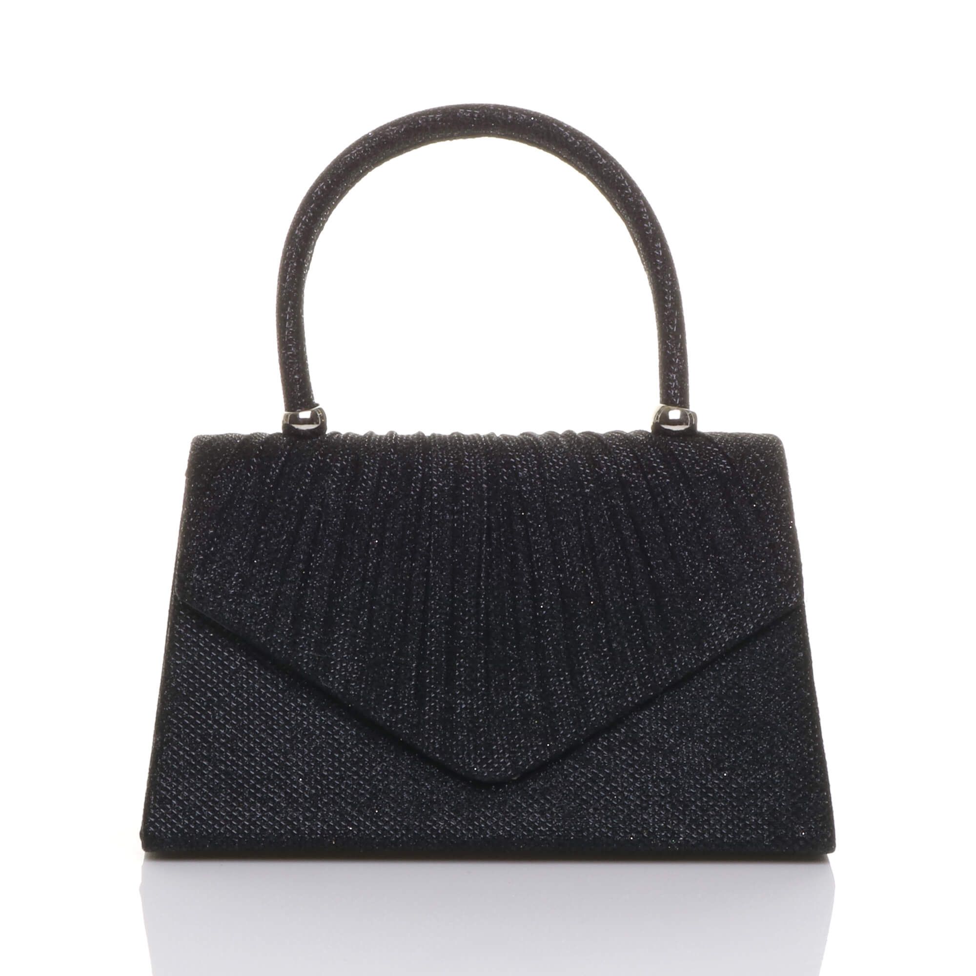 Ruched Glitter Mesh Evening Mini Tote Clutch Bag