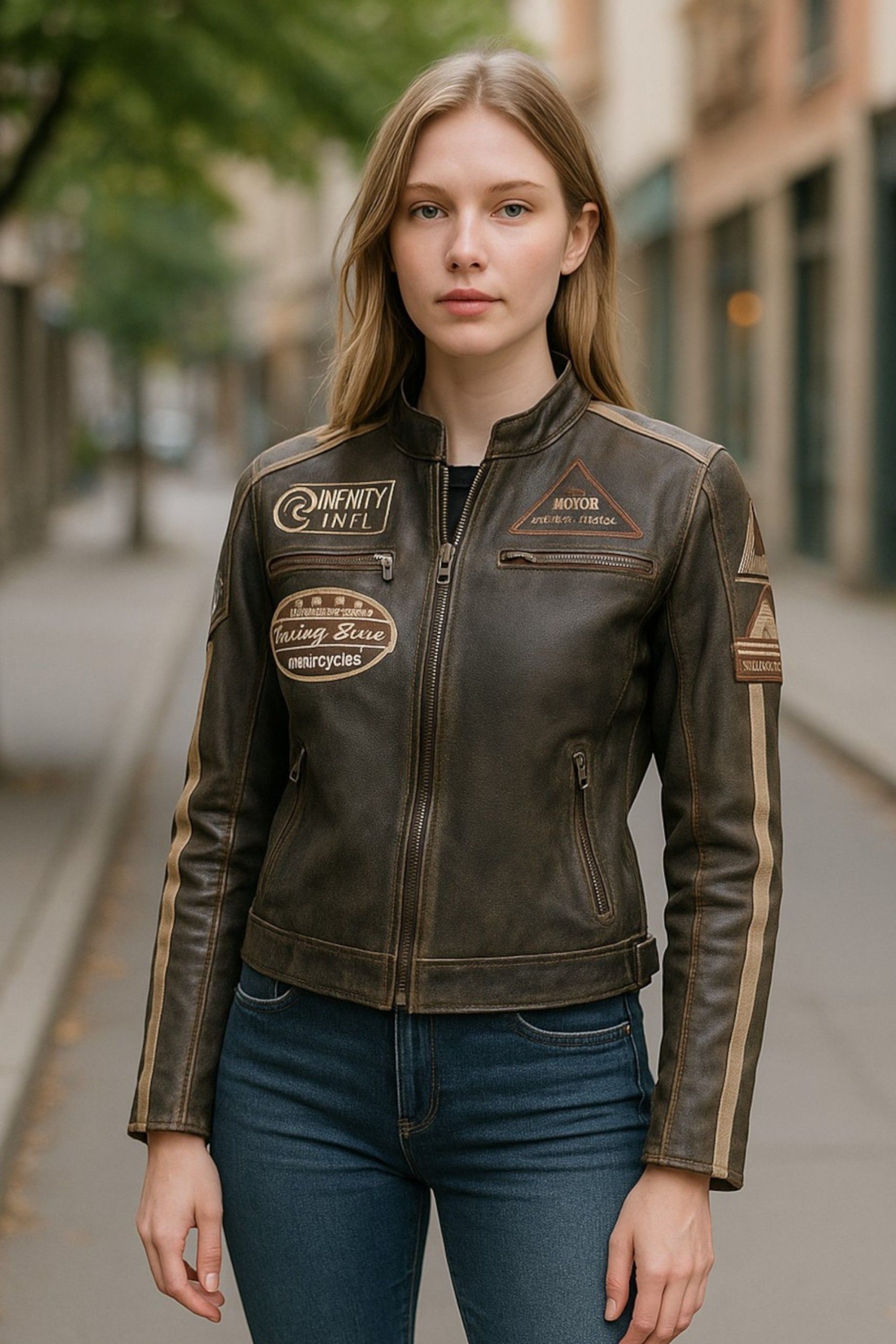 Biker Racing Badges Leather Jacket-Eastleigh