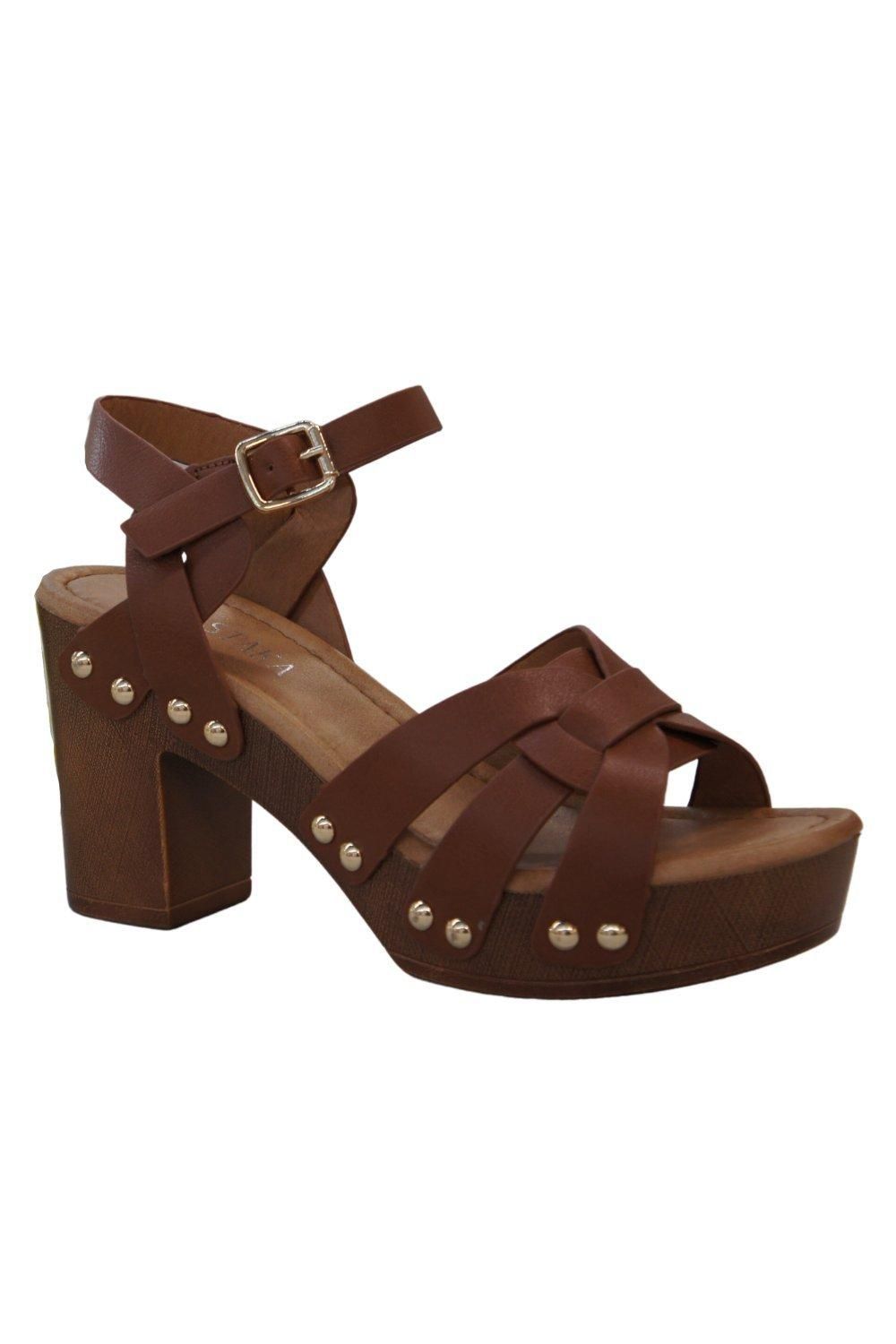 Fashion Platform Wood Effect Heel