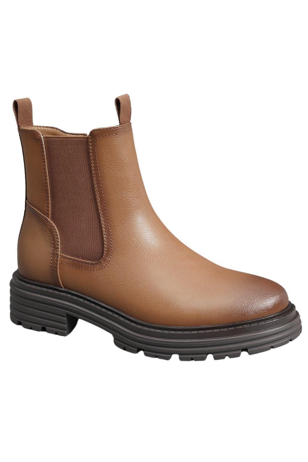 Fashion Pull On Zippers Simple Chunky Heel Chelsea Ankle Boots