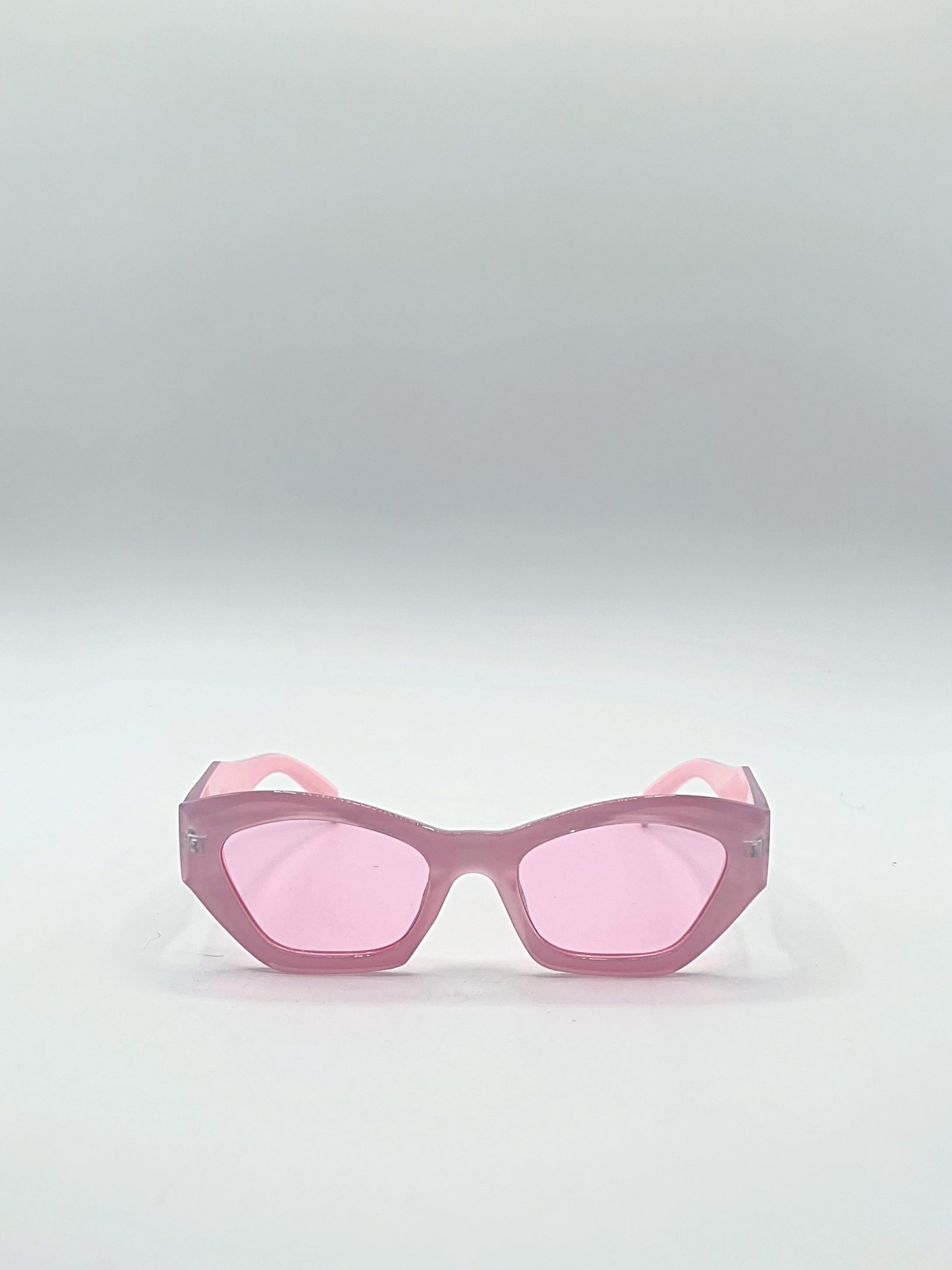 Angular Cat-Eye Sunglasses in Pink